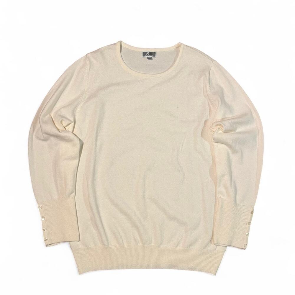 M Collection Ivory Long Sleeve Top Minimal Classic Women’s